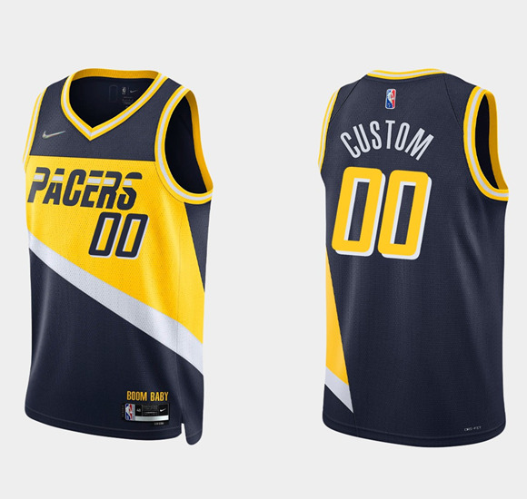 Men's Indiana Pacers Active Player Custom 2021/22 Navy City Edition 75th Anniversary Stitched Basketball Jersey